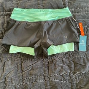 MPG-mondetta perform gear. stripe waistband running/exercise shorts. Never Worn